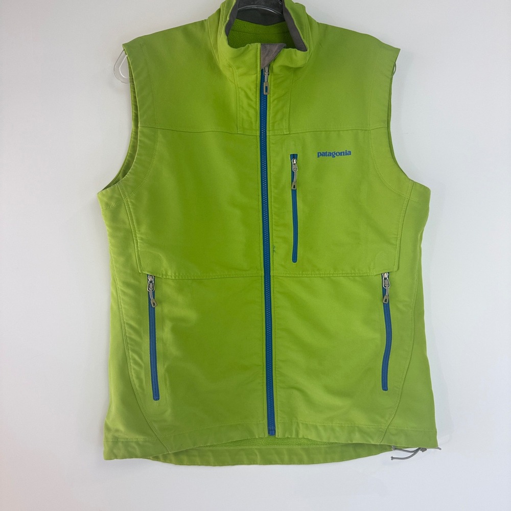 Patagonia Adze Softshell Vest Mens M Green Full Zip Windproof 82990 SP11 Gecko